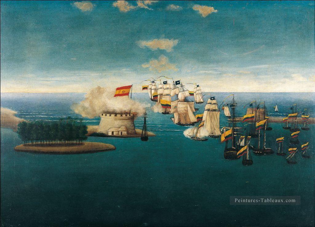 Accession du château de Maracaibo Batailles navale Peintures à l'huile